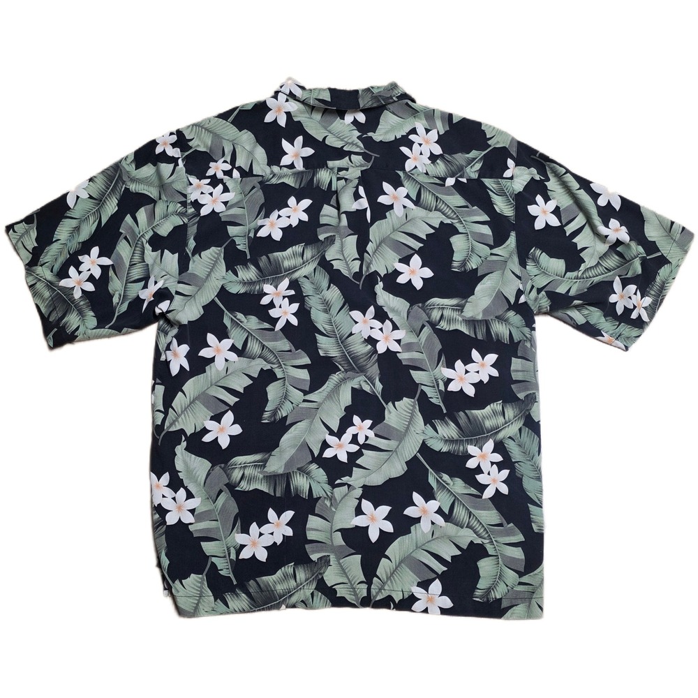 Jamaica Jaxx Silk Hawaiian Tropical Aloha Shirt Men's Size Large Green Button Up - Picture 2 of 7